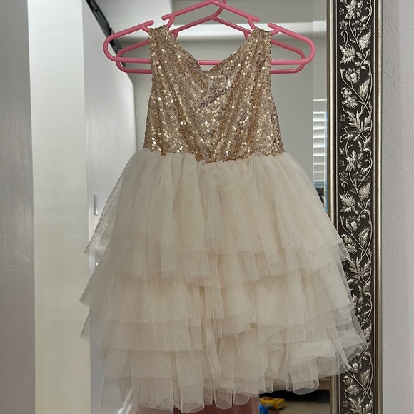 SHEIN | Dresses | Shein Gold Sequin Tulle Dress 23t | Poshmark